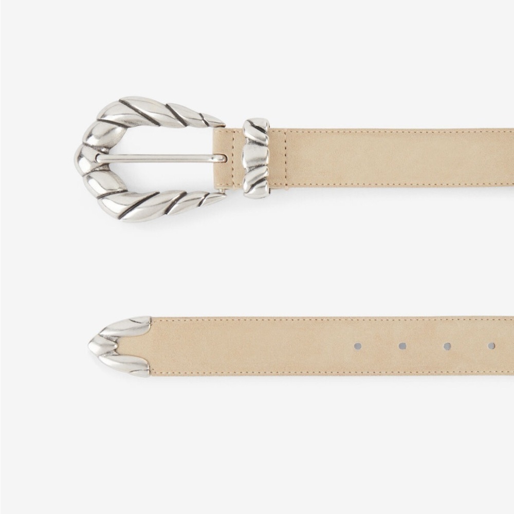 NWT IRO Beige Tan Suede Belt with Silver Accents - Picture 4 of 6